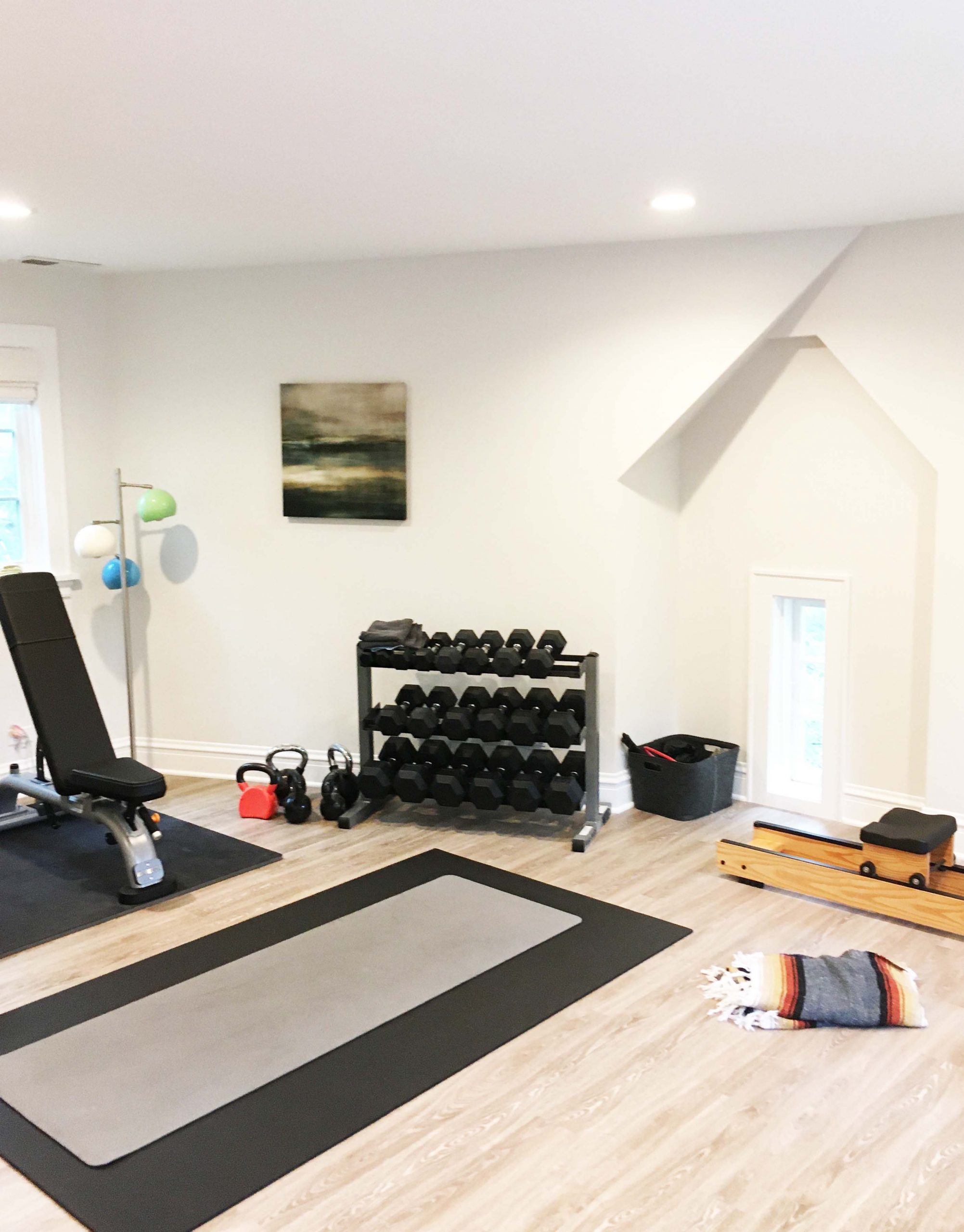 workout room with white walls