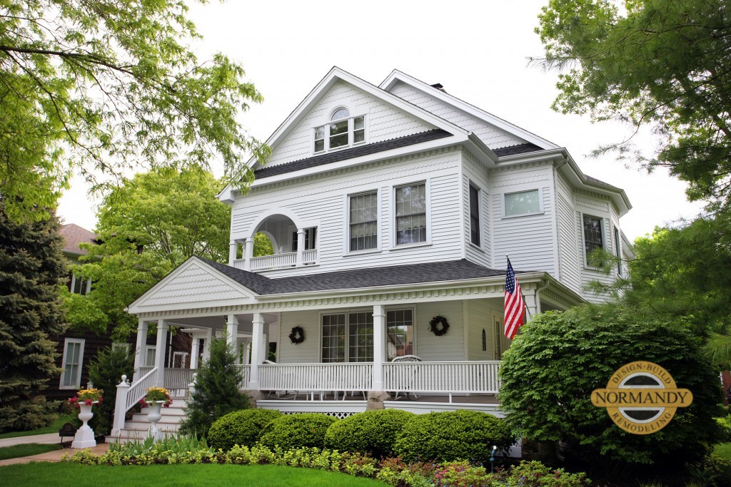 White historic home with front porch