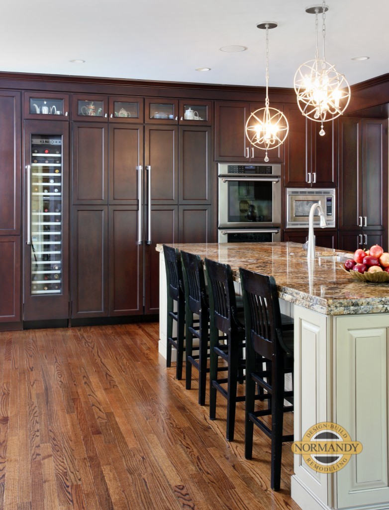 Light and dark stained kitchen with large island