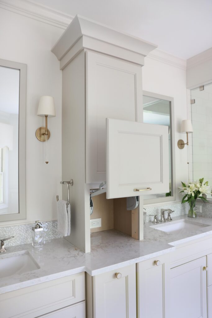 lift up storage for bathroom accessories