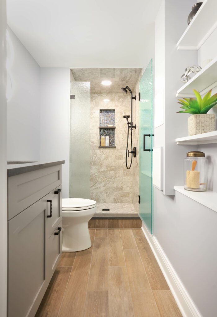 basement bathroom with shower