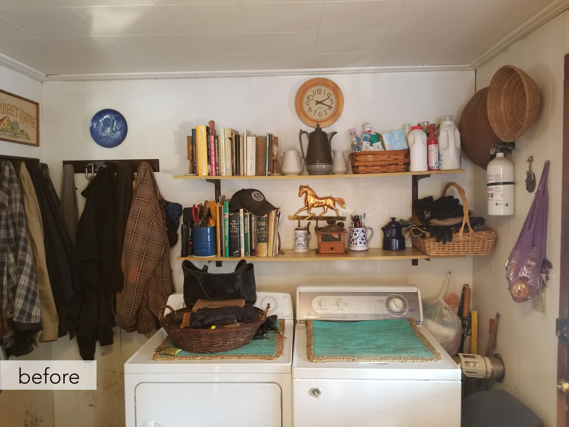 full size washer dryer in kitchen BEFORE