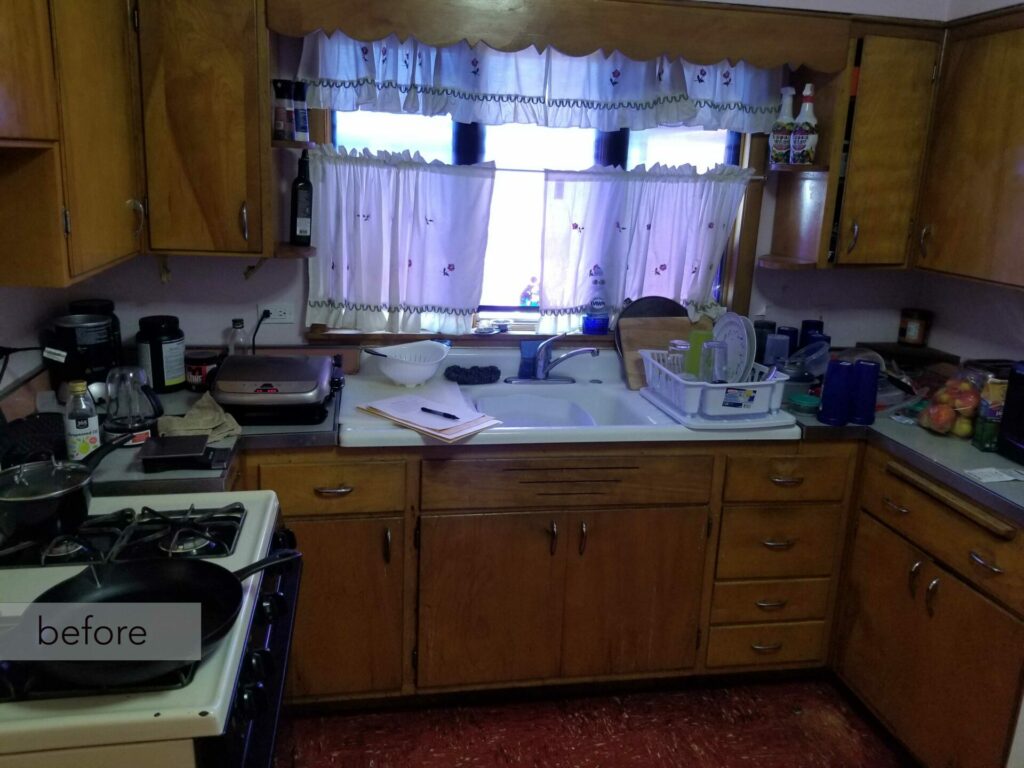 BEFORE kitchen with linoleum tile