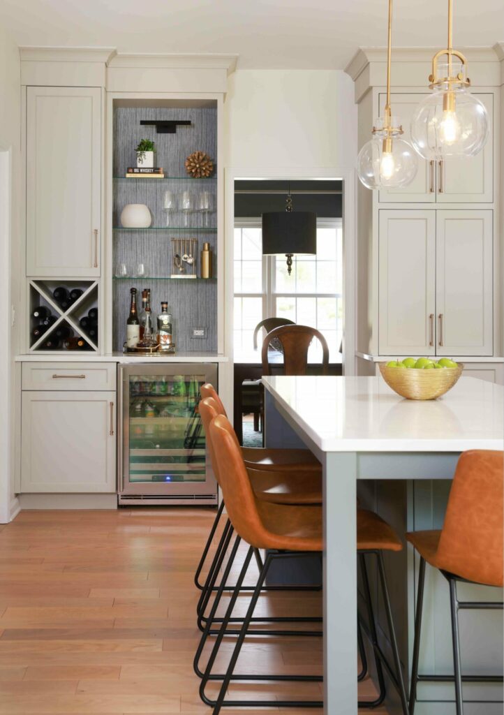 Beverage center and bar area in the kitchen