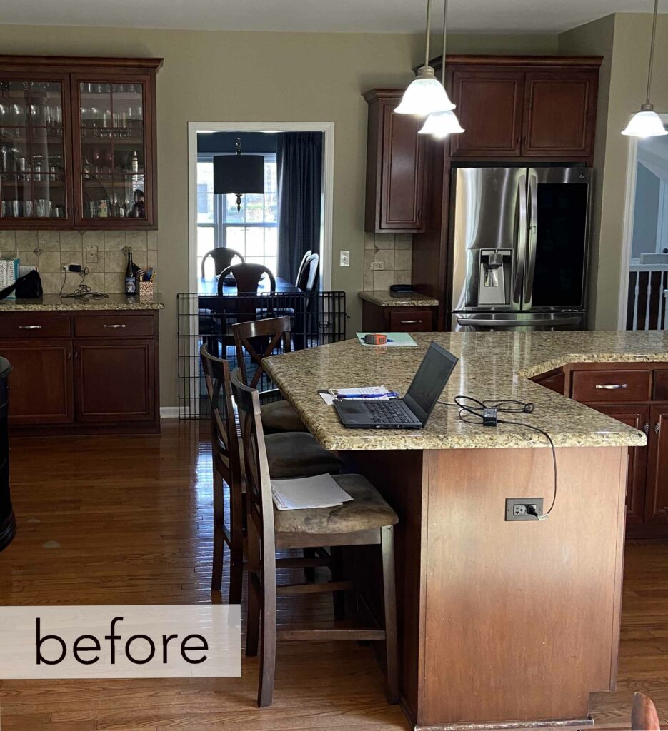 before kitchen with oversized u-shaped island