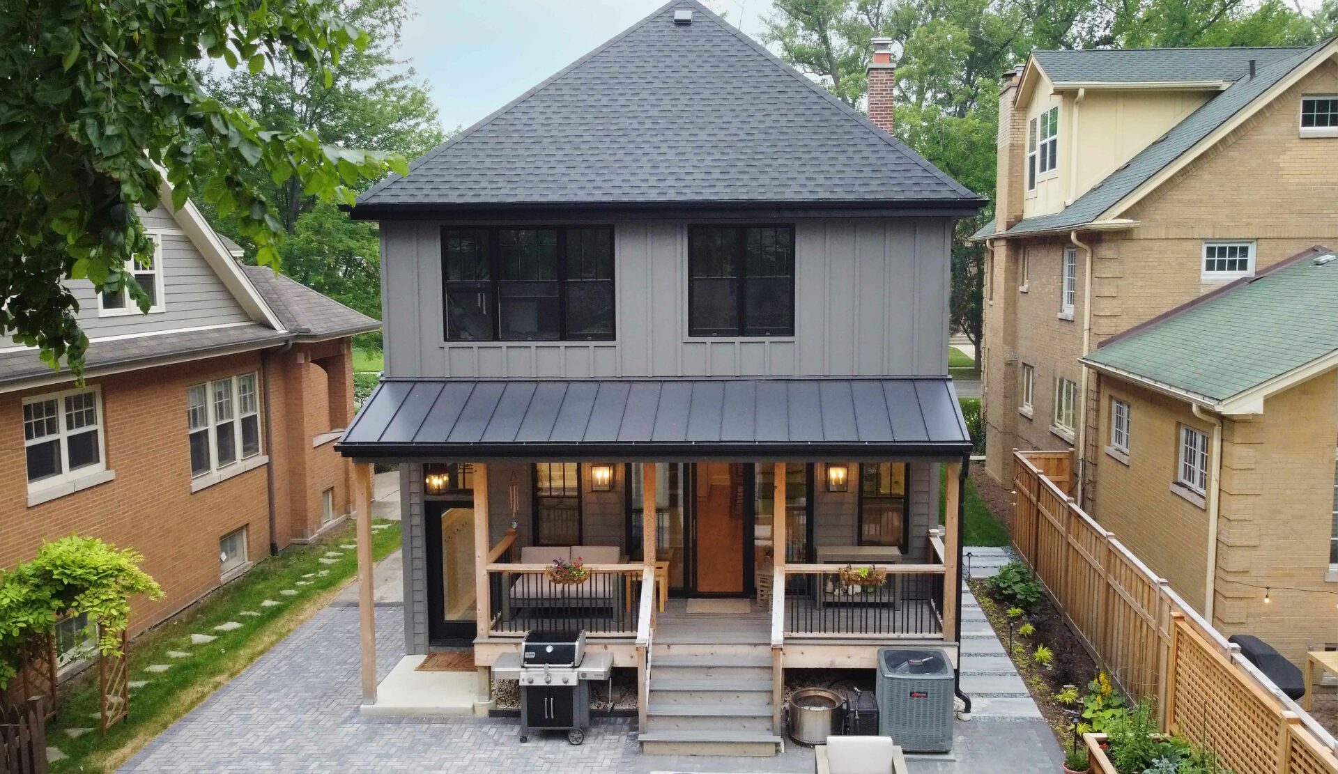 two story addition at the rear of the house