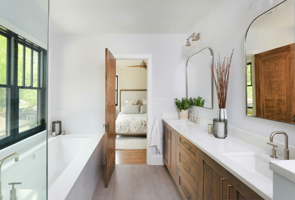 Home addition created a new primary bathroom and bedroom