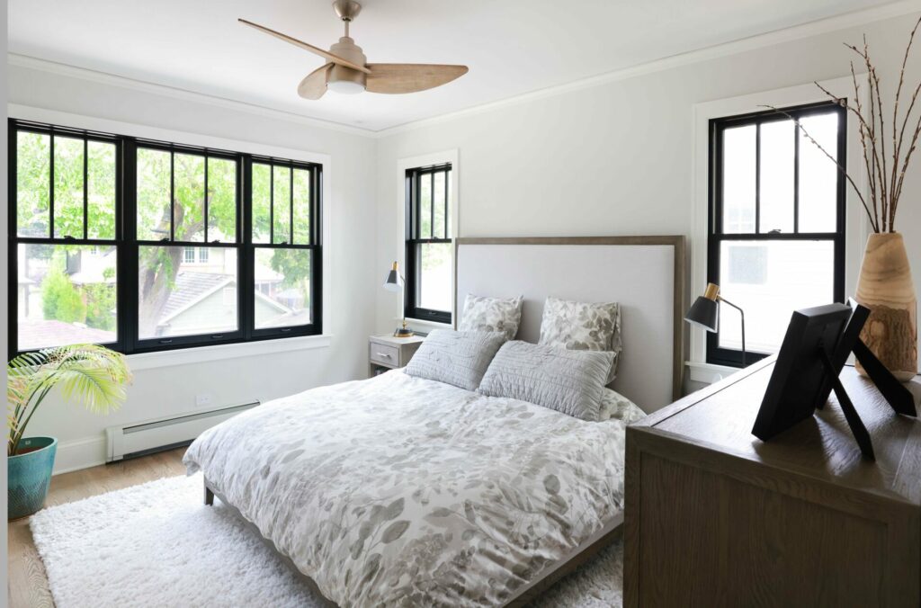 primary bedroom in a two story addition