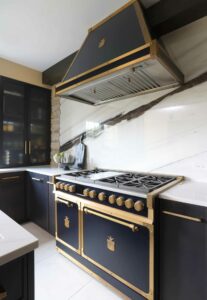 Black and gold kitchen range