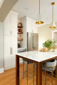 Ivory kitchen with stainless steel appliances