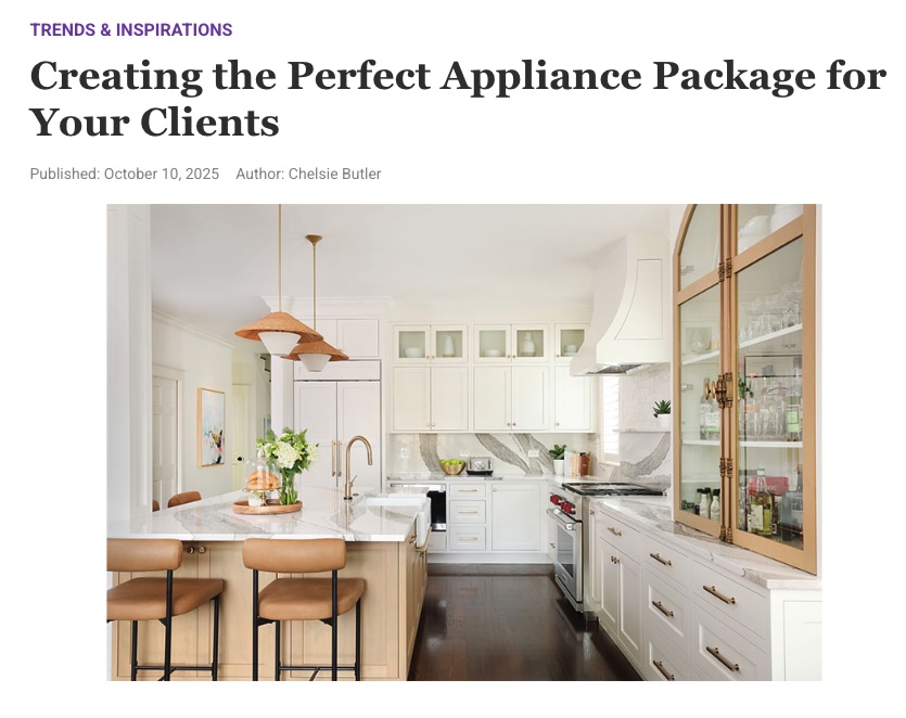 Magazine article featuring white kitchen and light stained alder alder