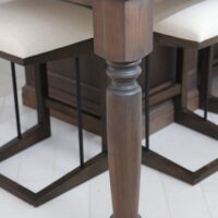 Cherry island with furniture style leg, tile rug, qhite quartz countertop