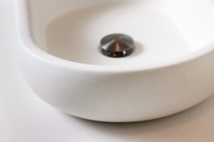 White textured vessel sink