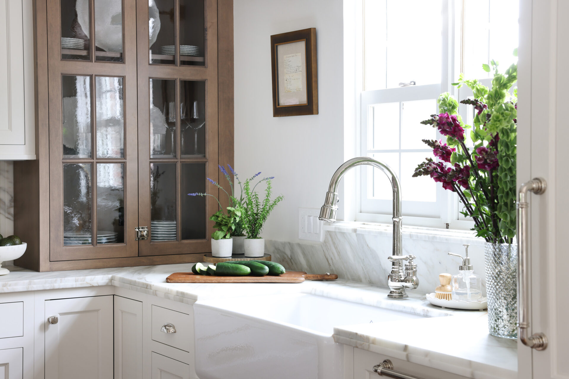 Classic Elmhurst Kitchen includes a vintage inspired polished nickel faucet.