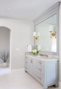 Arched doorway, gold hardware