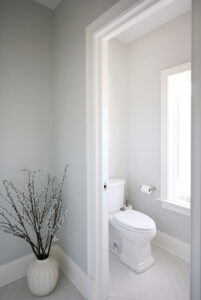 Toilet room, water closet with herringbone floor